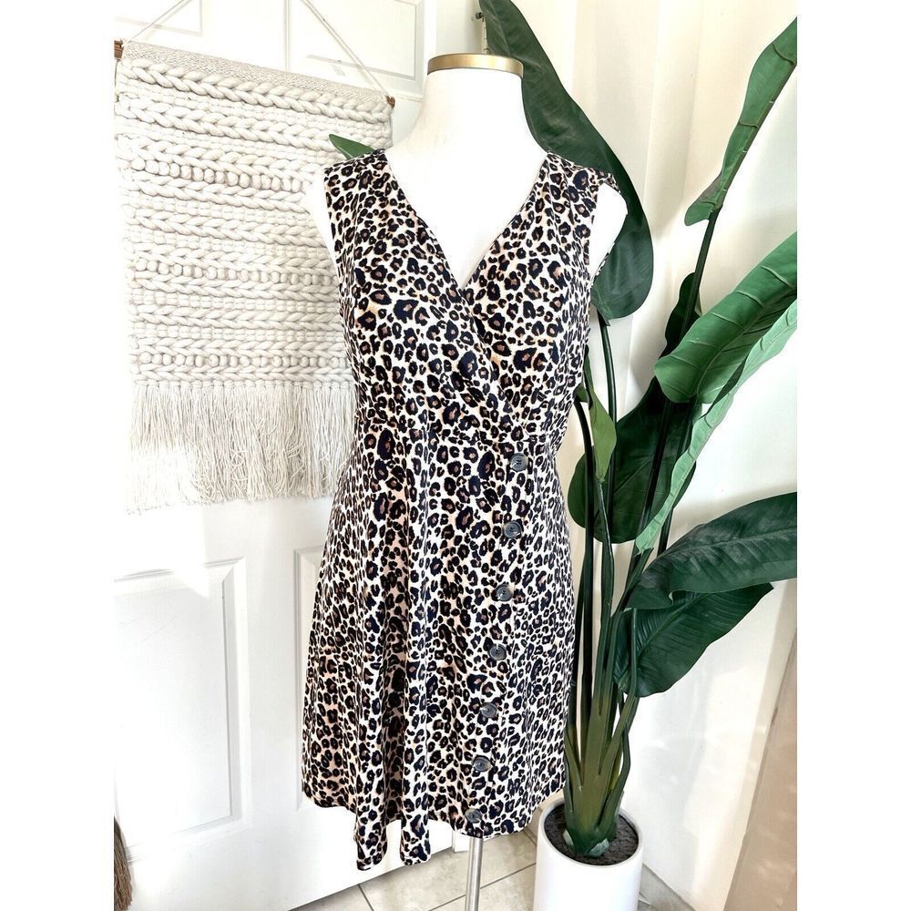 Planet‎ Gold Plus Size 18/20/22 Cheetah Dress Sleeveless Dress Pull On Stretchy